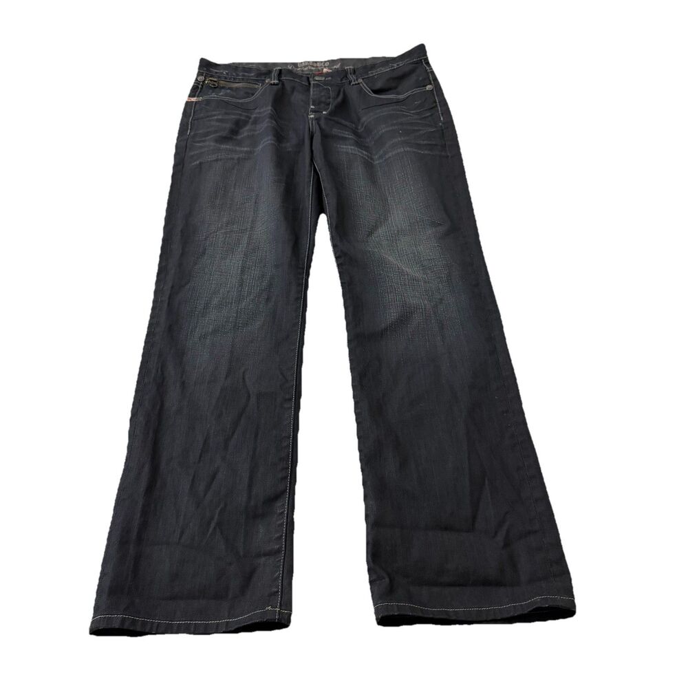 Parasuco Jeans Mens 38 Flare Bootcut Dark Wash Blue Embroidered Y2K Streetwear